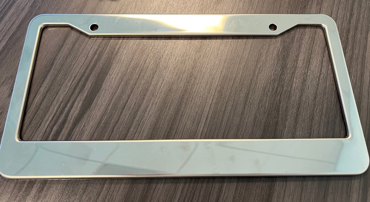 Stainless Steel License Plate Frame - 2-Hole Wide Bottom - Polished Stainless Steel